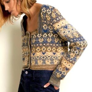 Zara Floral Knit Jacquard Cardigan [S-M]